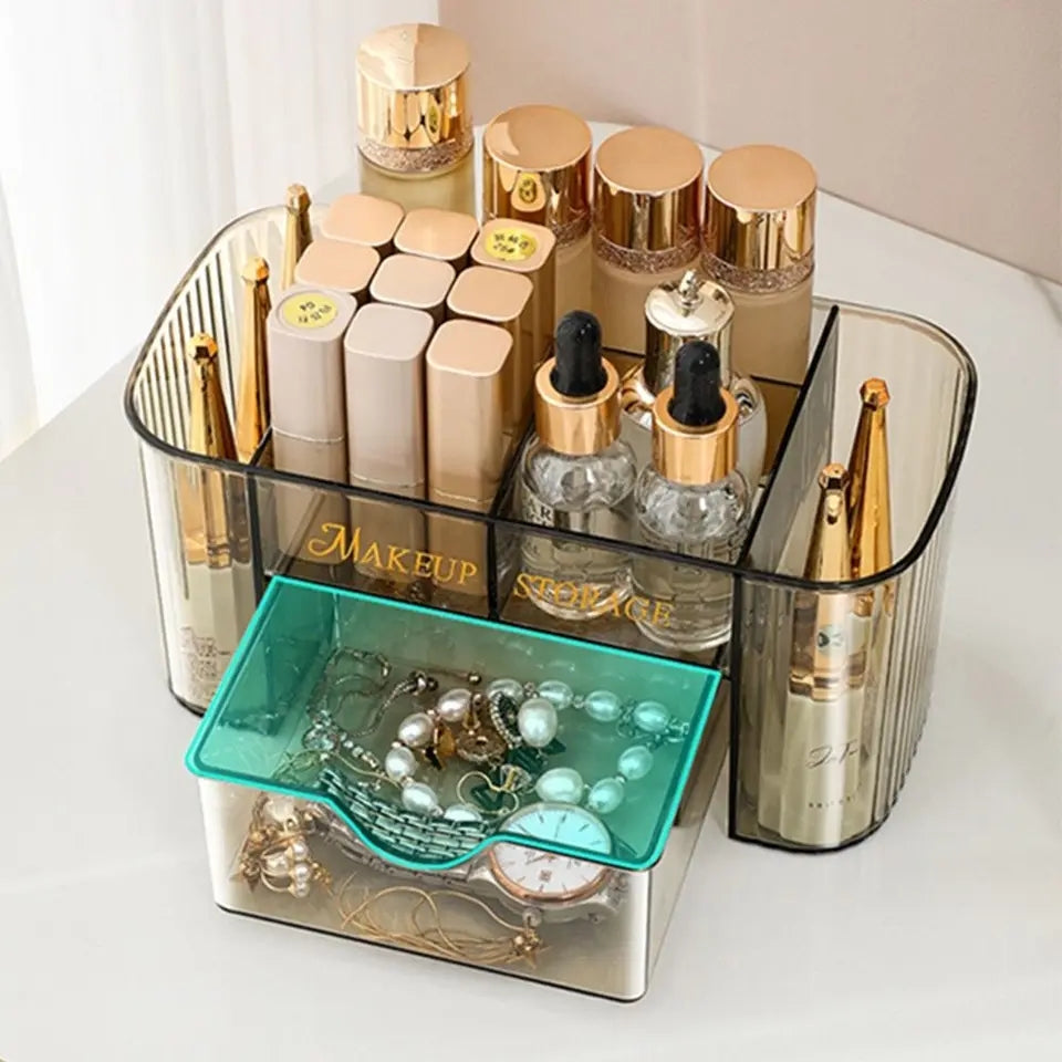Transparent makeup storage organizer