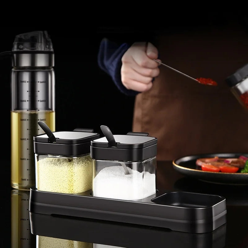 3pcs spice and sugar jar with spoon