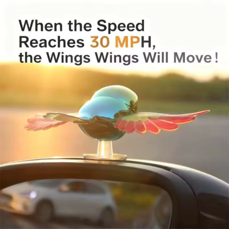 Cute Simulated Flying Bird Moving Wind-Swinging Wings Car Ornament with Adhesive Backing (Pack of 2)
