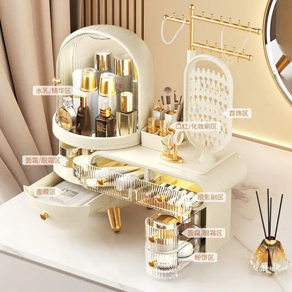 Luxury Dressing Table Cosmetics Storage Box Desktop Jewelry Integrated Dustproof High-Grade organizer