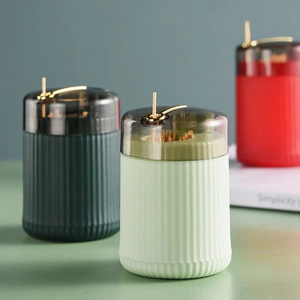Top press toothpick holder
