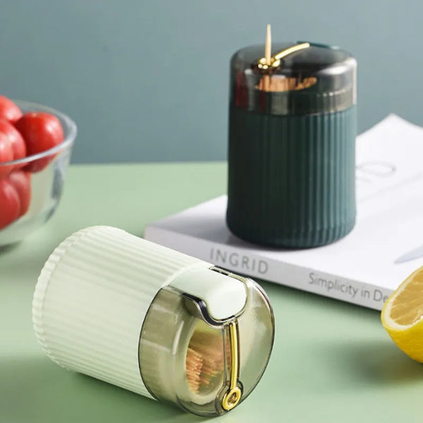 Top press toothpick holder
