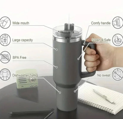 40oz Stainless Steel Vaccum Tumbler Insulated Mug with Straw
