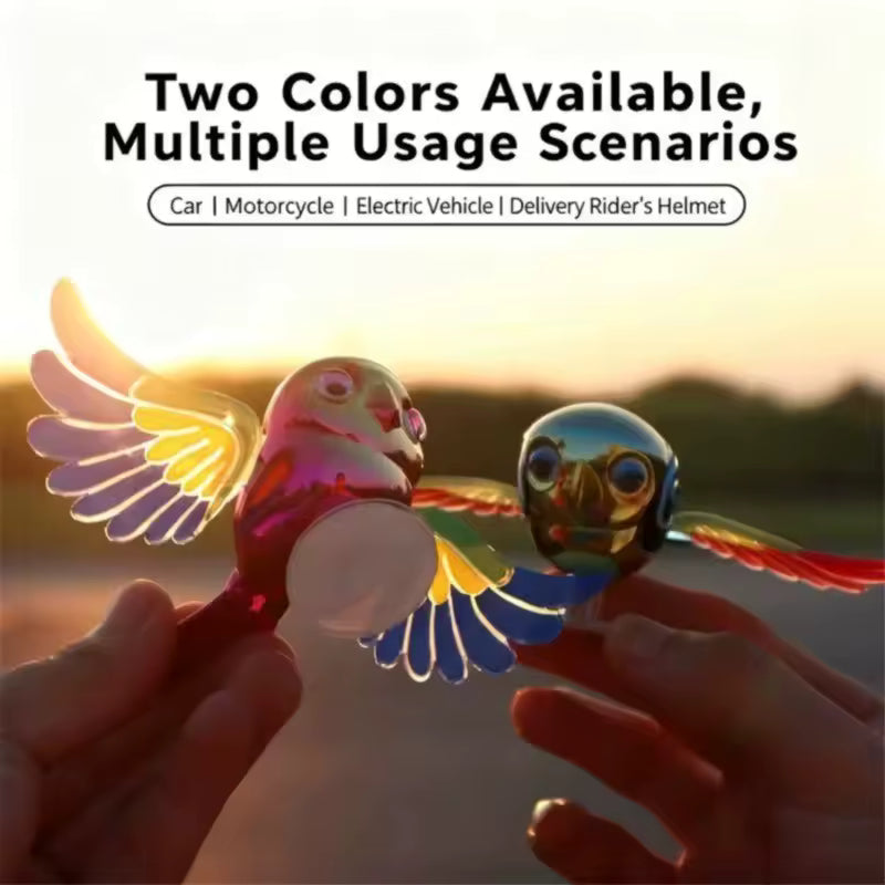 Cute Simulated Flying Bird Moving Wind-Swinging Wings Car Ornament with Adhesive Backing (Pack of 2)