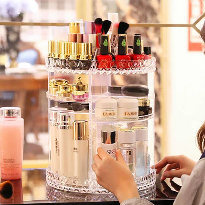 360 Degree Rotating Cosmetic Storage Box Makeup Organizer Cosmetics Storage Rack Fashion Beauty Crystal helf Display Stand