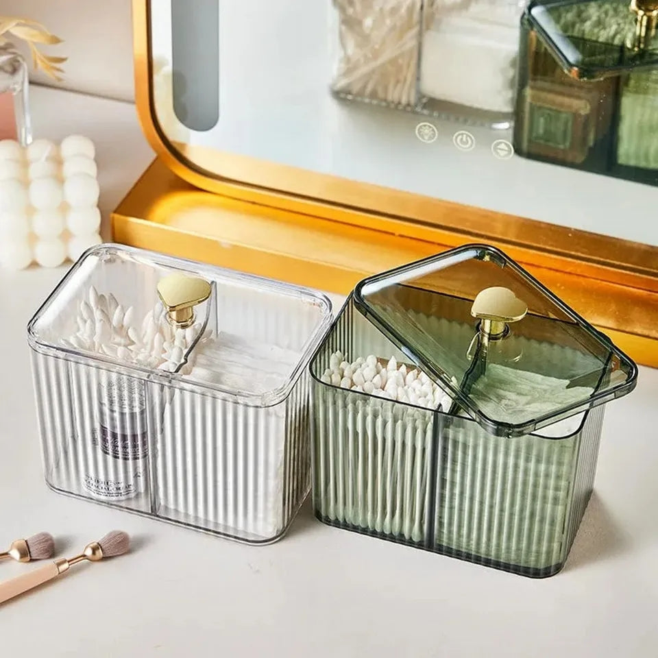 Cotton bud holder + cosmetics organizer