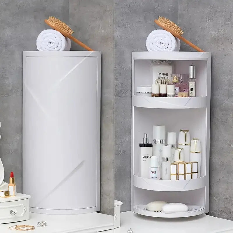 Bathroom Rotating triangle rack suction wall storage dustproof and waterproof rack