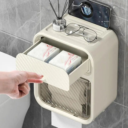 Wall mounted tissue holder and storage organizer