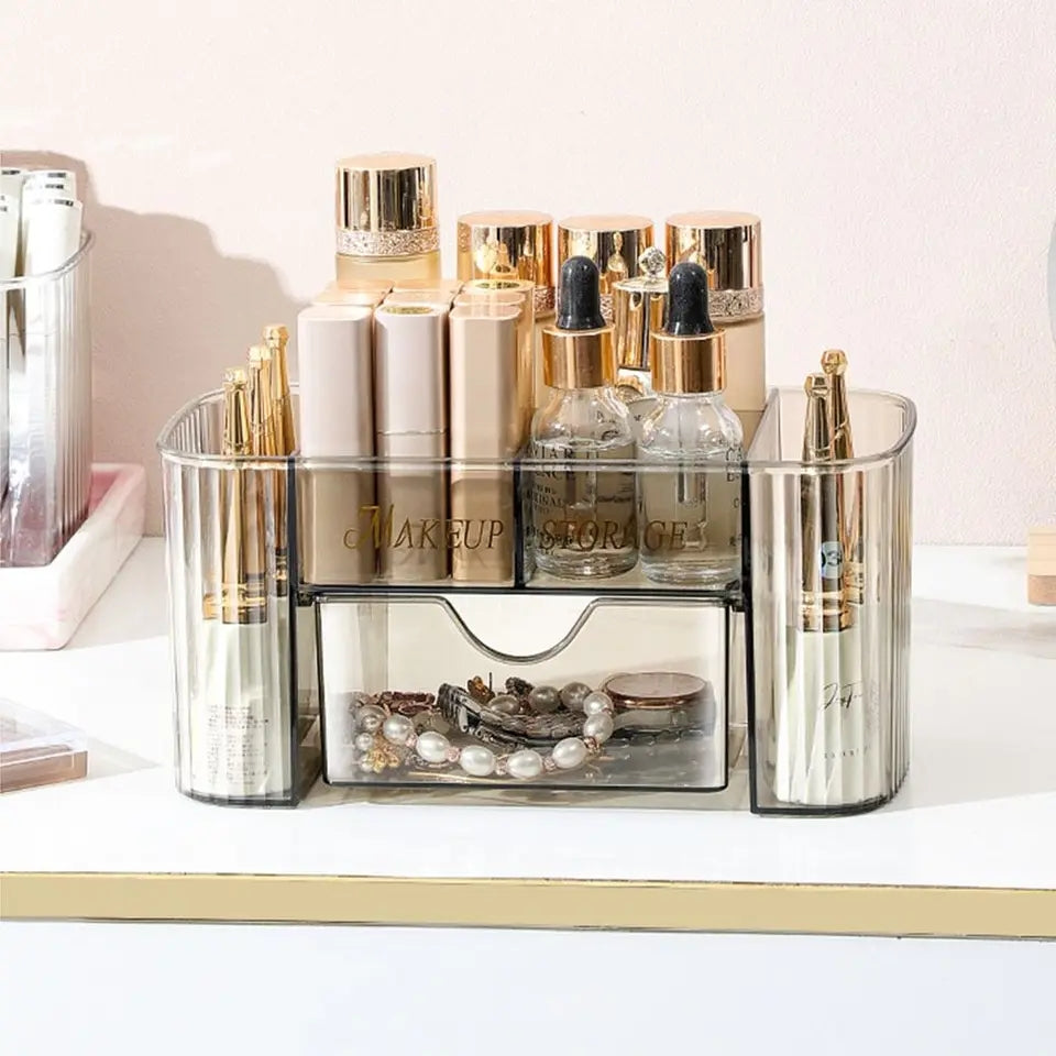 Transparent makeup storage organizer