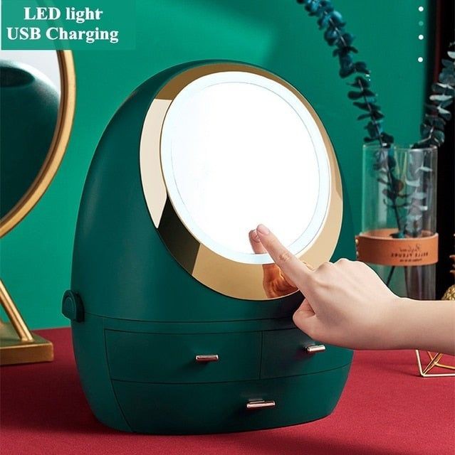 LED Mirror Cosmetic Storage Organizer
