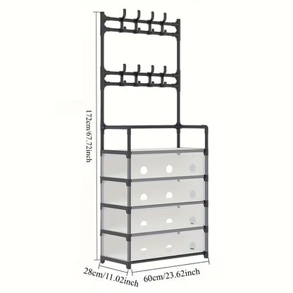 Dustproof Shoe Rack with Hanging Organizer – Space-Saving Multi-Layer Shoe Storage Cabinet