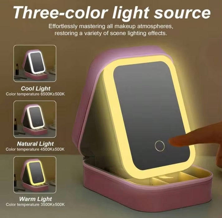 3 Colours Led Makeup Bag with Mirror