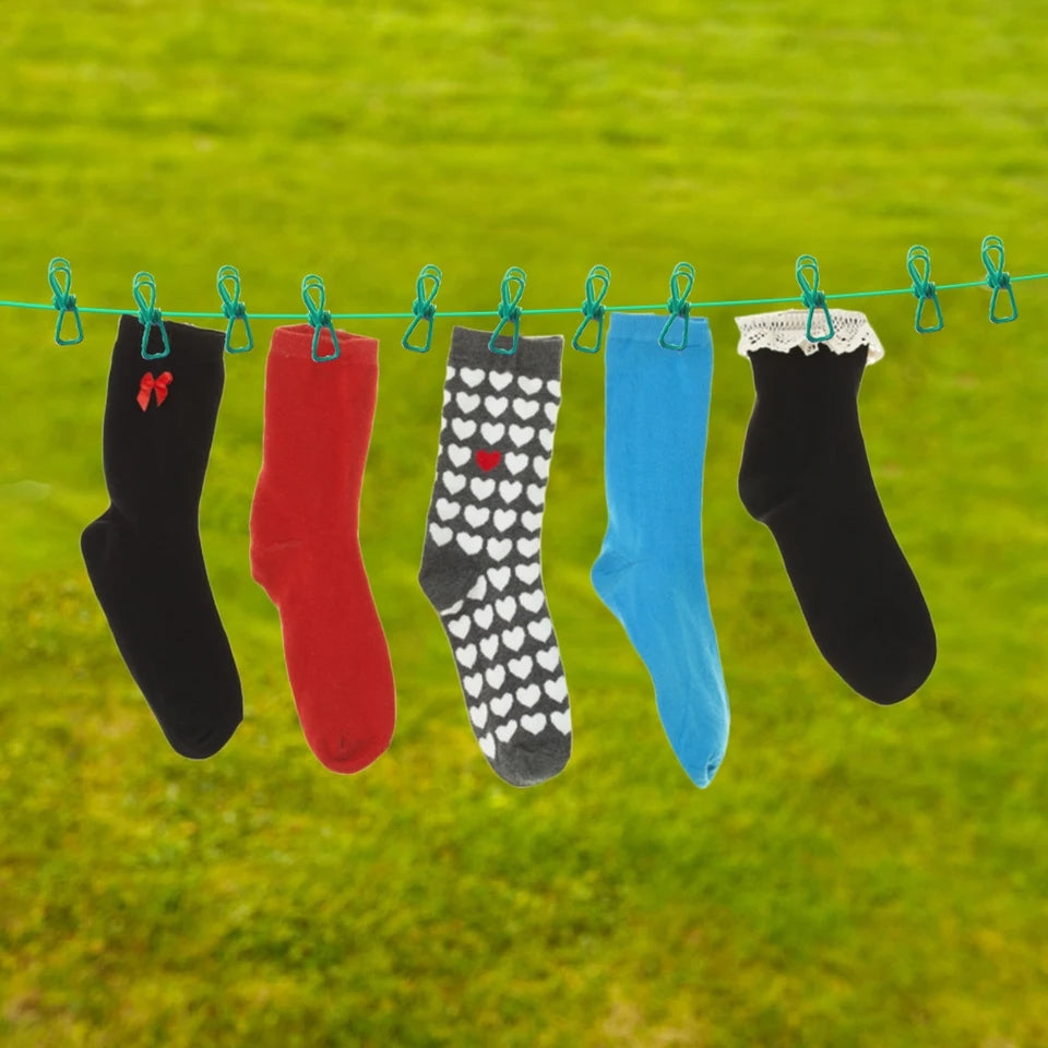 clothes drying rope 12 clips with 2 hooks