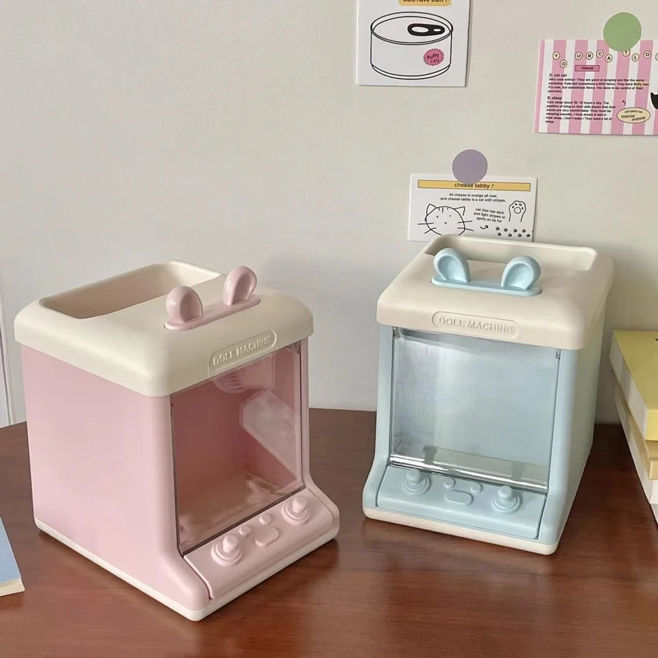 creative doll machine shaped pen holder storage box