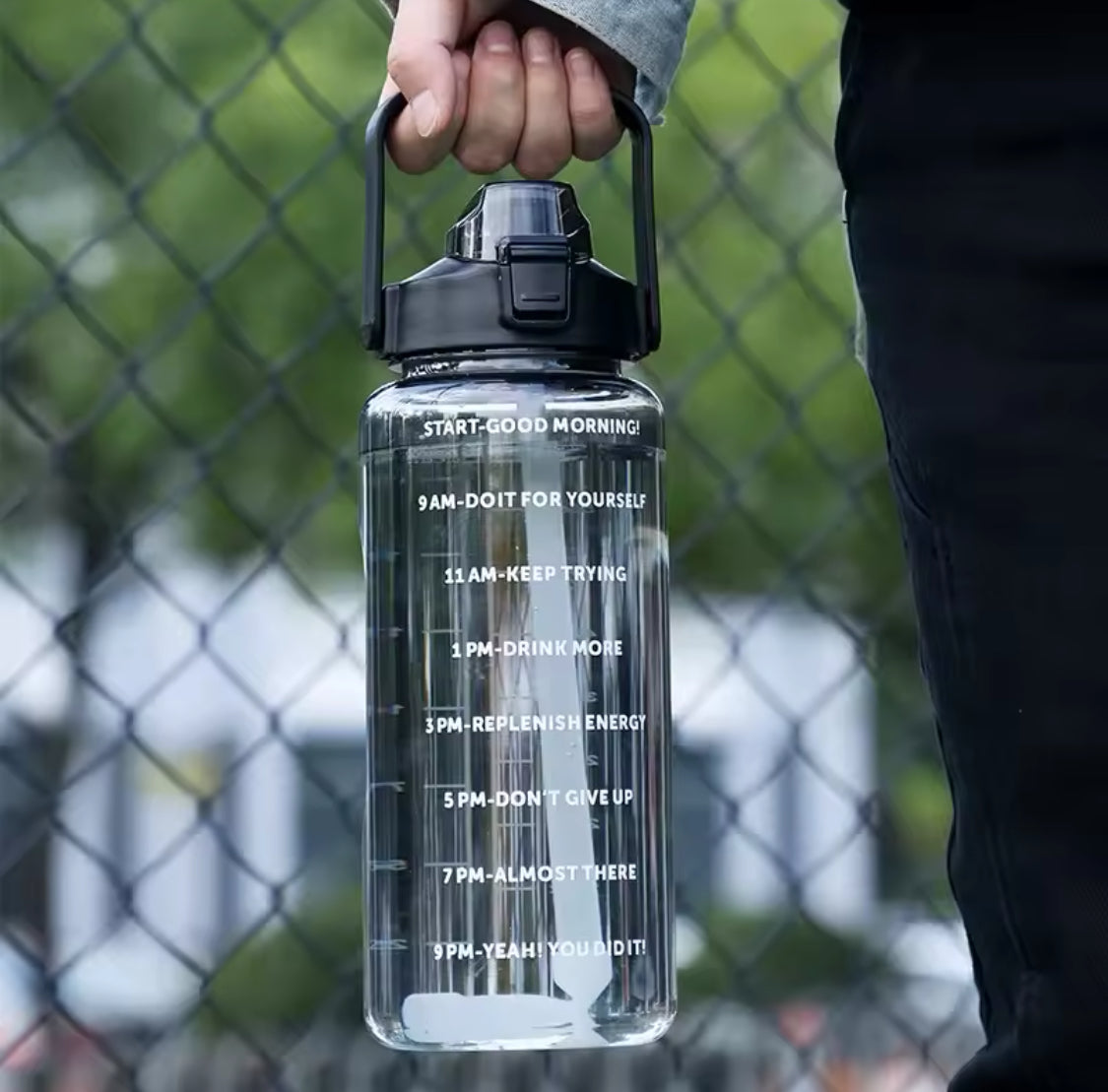 3 Pcs Motivational Transparent Water Bottle Set with Straw & Stickers