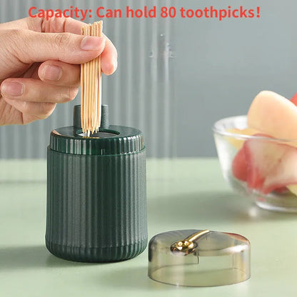 Top press toothpick holder