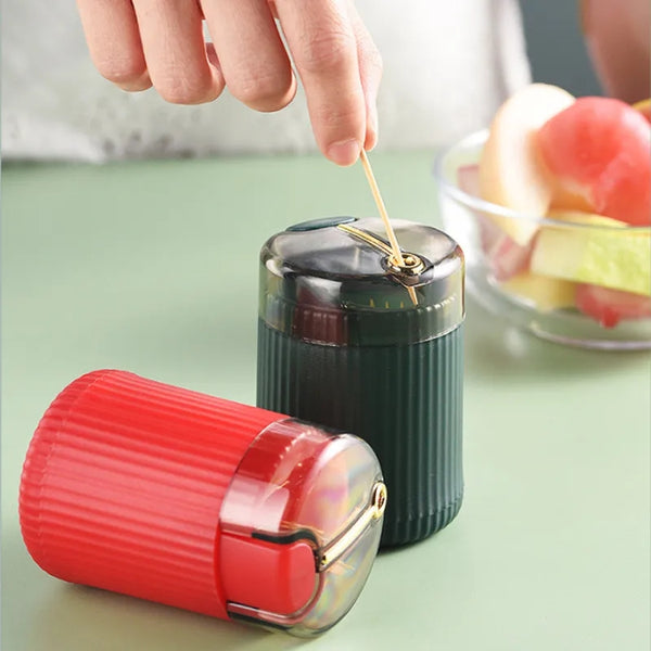 Top press toothpick holder