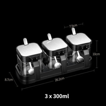 3pcs spice and sugar jar with spoon