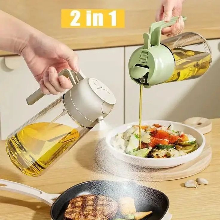2 In 1 Oil Spray Glass Jug - 450ML