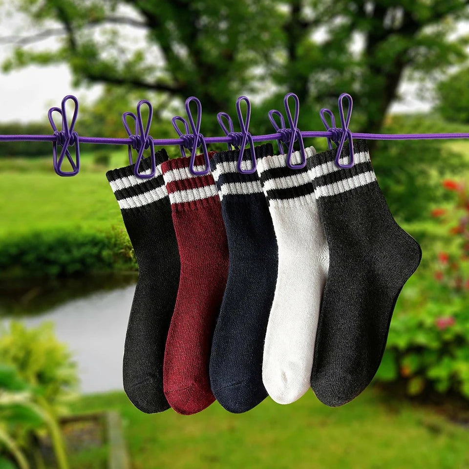 clothes drying rope 12 clips with 2 hooks