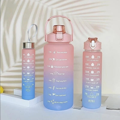 3 Pcs Motivational Double Shaded Water Bottle Set