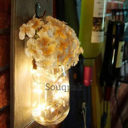 Flower Garland Jar home decoration flower led jar with wooden hanging