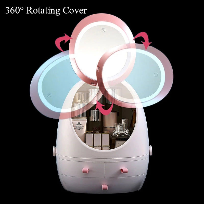 LED Mirror Cosmetic Storage Organizer