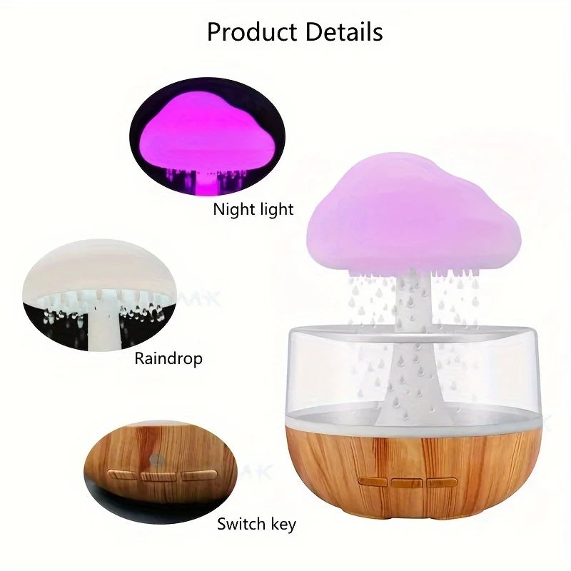 Mushroom Rain Humidifier With Night Light
