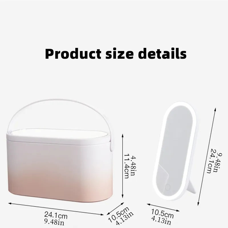 Cosmetic Organizer With Led Mirror
