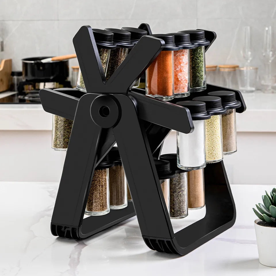 18PCS Jar Spice Rack Rotating