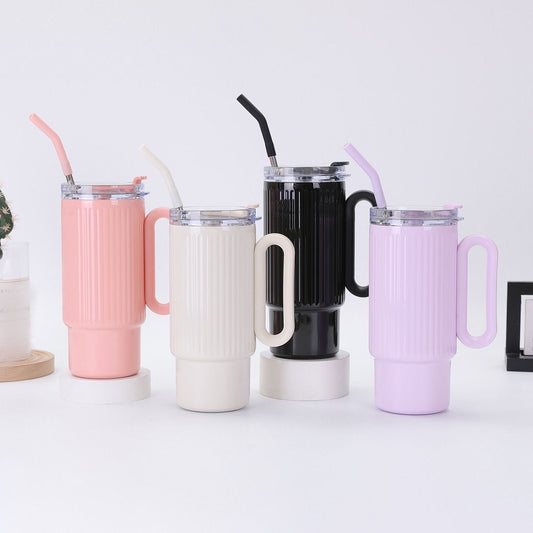 1200ml Stainless Steel Insulated Tumbler with Handle & Straw