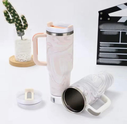 40oz Stainless Steel Marble Pattern Tumbler Mug