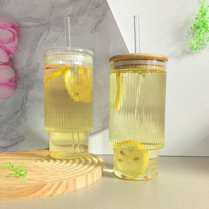 Coffee Glass with Lid & Straw