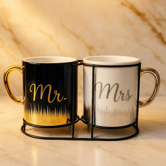 2 Pcs Couple Mug Set with Stand