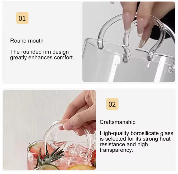 770ml HandBag Style Coffee Juice Glass with Straw