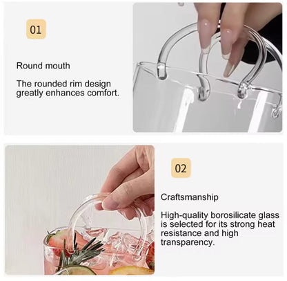 770ml HandBag Style Coffee Juice Glass with Straw