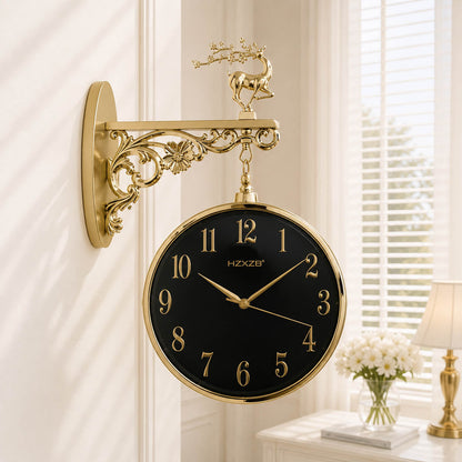 Hyzxing Vintage Dual-Face Station Wall Clock | 14-Inch Wall Decor