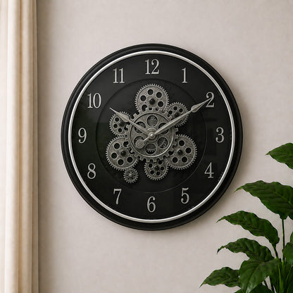 Modern Luxury Silent Moving Gear Wall Clock (16 Inches) – Numeric Dial, Ticking-Free Battery-Operated Clock in 2 Colors