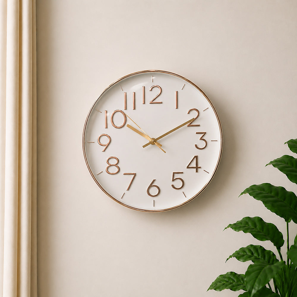 Modern Luxury Silent Wall Clock (12 Inches) – Ultra-Silent Metal Analog Decorative Clock for Living Room & Office