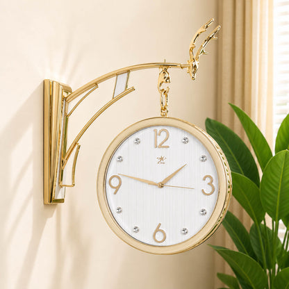 Imported Dual-Sided Station Wall Clock with Silent Quartz Movement
