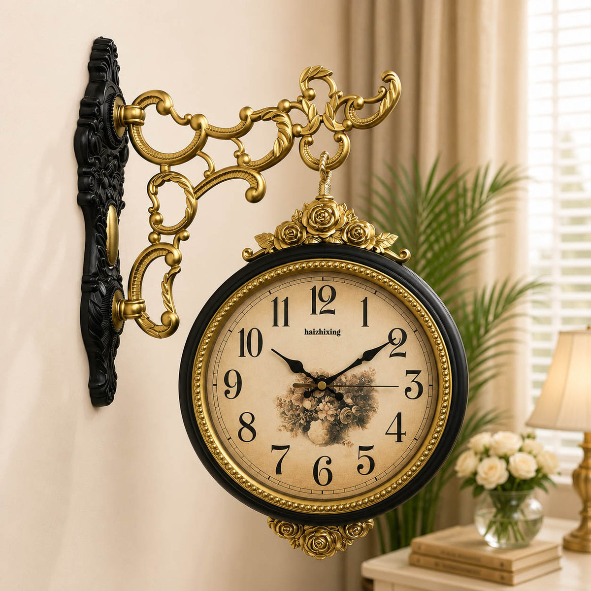 Hyzxing Grand: Dual-Sided Luxury Station Wall Clock