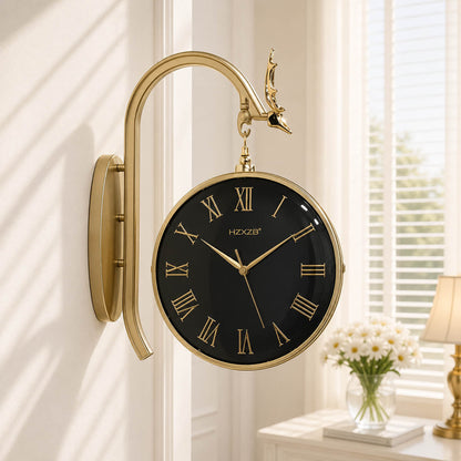 Majestic Markhor Grand: Dual-Sided Luxury Station Wall Clock