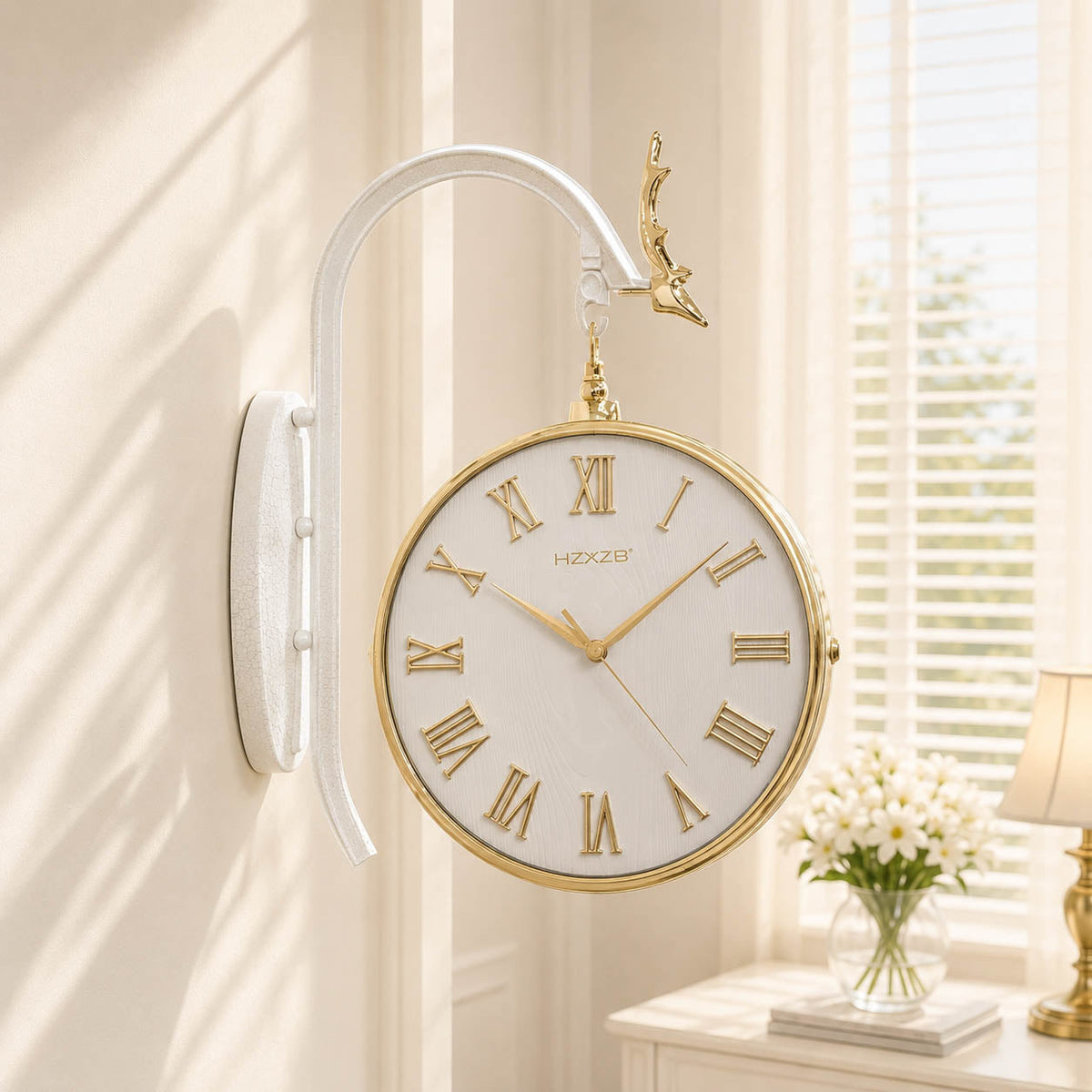 Majestic Markhor Grand: Dual-Sided Luxury Station Wall Clock