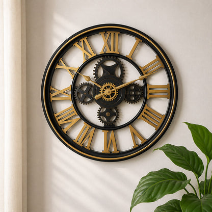Modern Luxury Silent Wall Clock (18 Inches) – Ticking-Free Battery-Operated Decorative Analog Clock for Living Room and Office