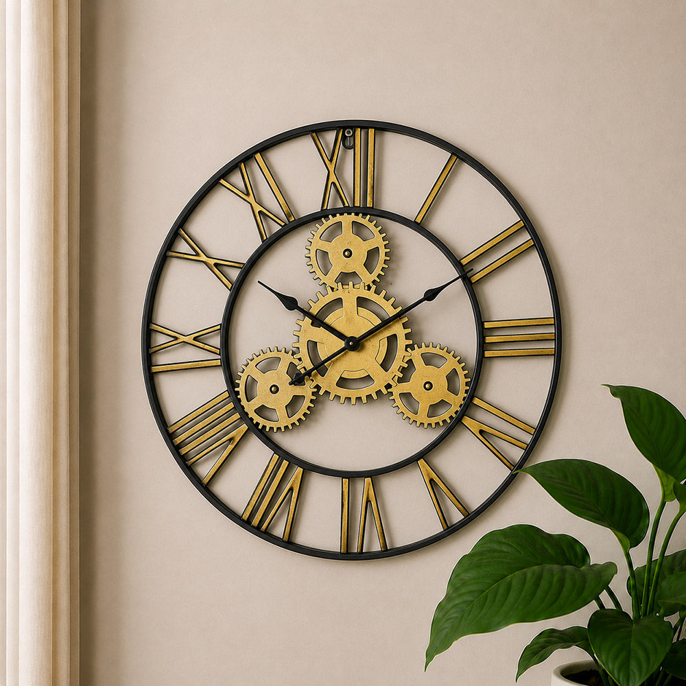 Modern Luxury Silent Metal Wall Clock (20 Inches) – Ticking-Free Battery-Operated Decorative Analog Clock for Living Room & Office