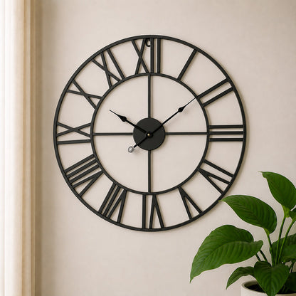Modern Luxury Silent Metal Wall Clock (20 Inches) – Ticking-Free Battery-Operated Decorative Analog Clock for Living Room & Office