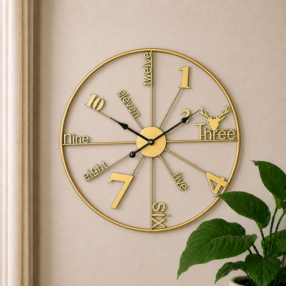 Modern Luxury Silent Metal Wall Clock (20 Inches) – Ticking-Free Battery-Operated Decorative Analog Clock for Living Room & Office