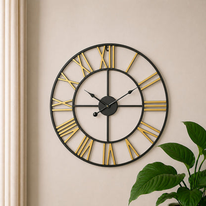 Modern Luxury Silent Metal Wall Clock (20 Inches) – Ticking-Free Battery-Operated Decorative Analog Clock for Living Room & Office