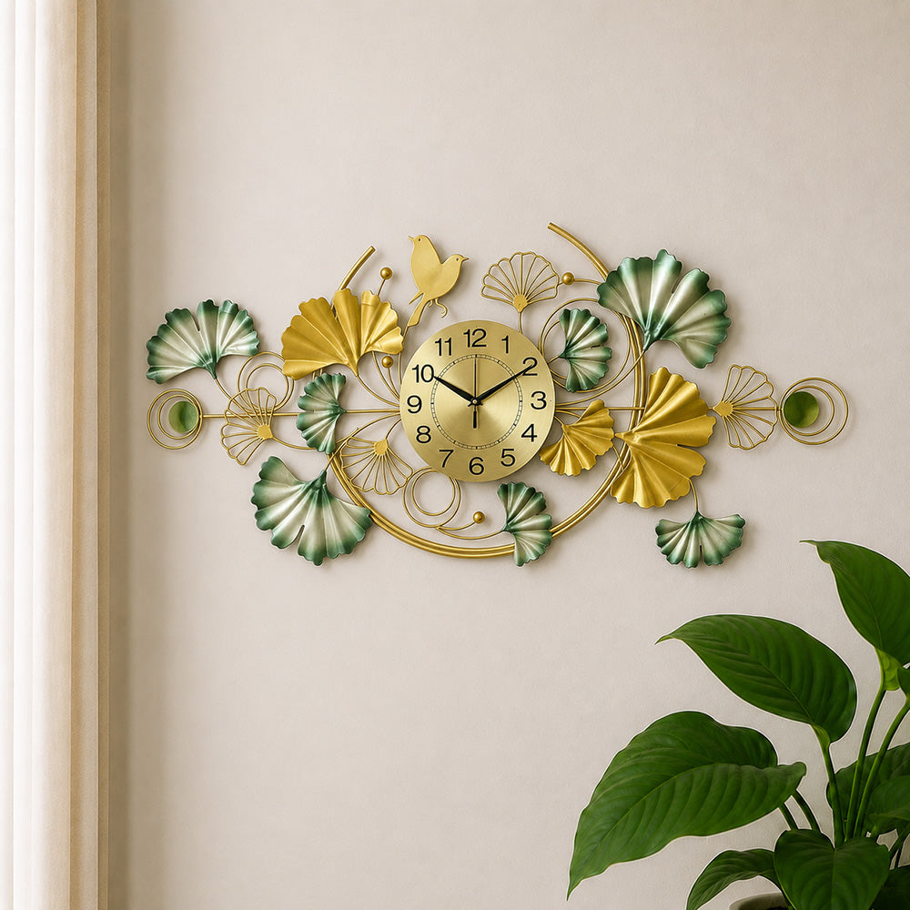 Modern Luxury Silent Metal Wall Clock (39 × 18 Inches) – Oversized Ticking-Free Battery-Operated Decorative Analog Clock for Living Room & Office