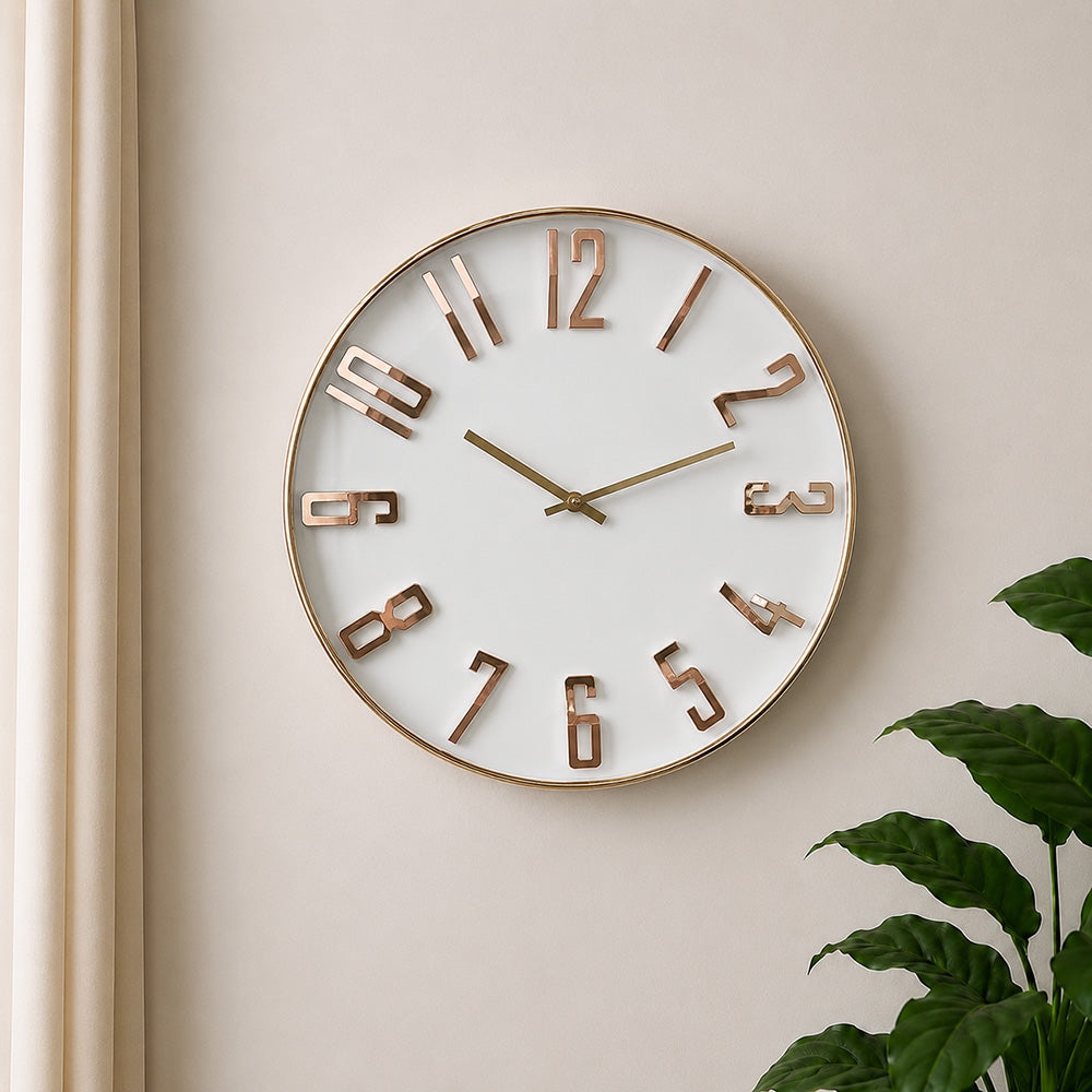 Modern Luxury Silent Metal Wall Clock (16 Inches) – Ticking-Free Battery-Operated Decorative Analog Clock in 3 Colors